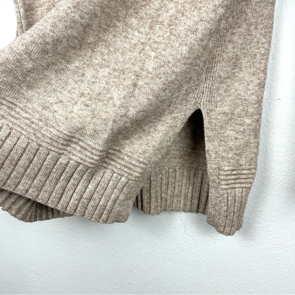 Anthropologie Margarita Button Mock Neck Sweater Tunic in Taupe Beige - Picture 4 of 6